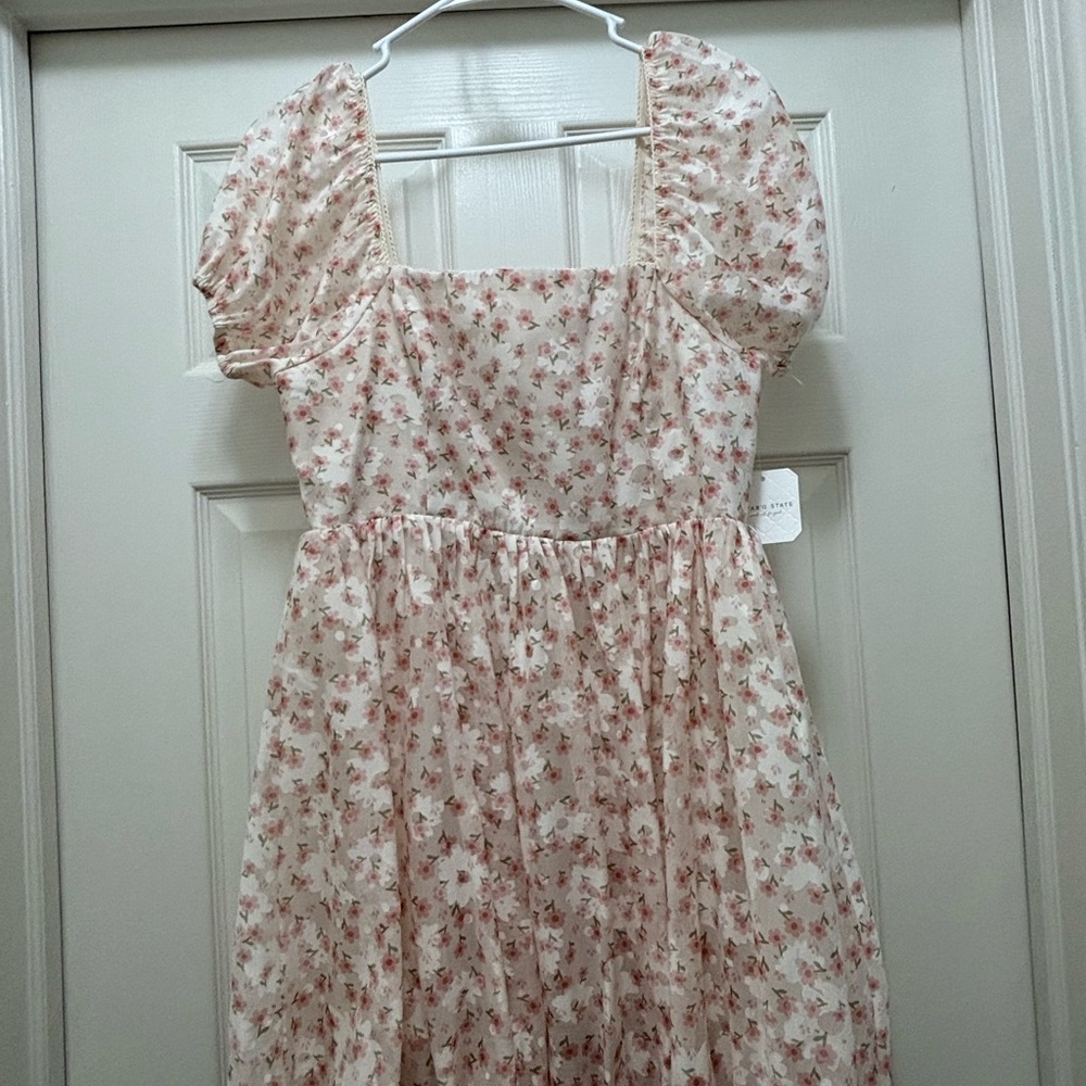 Altar'd State Pink Floral Puff Sleeve Dress